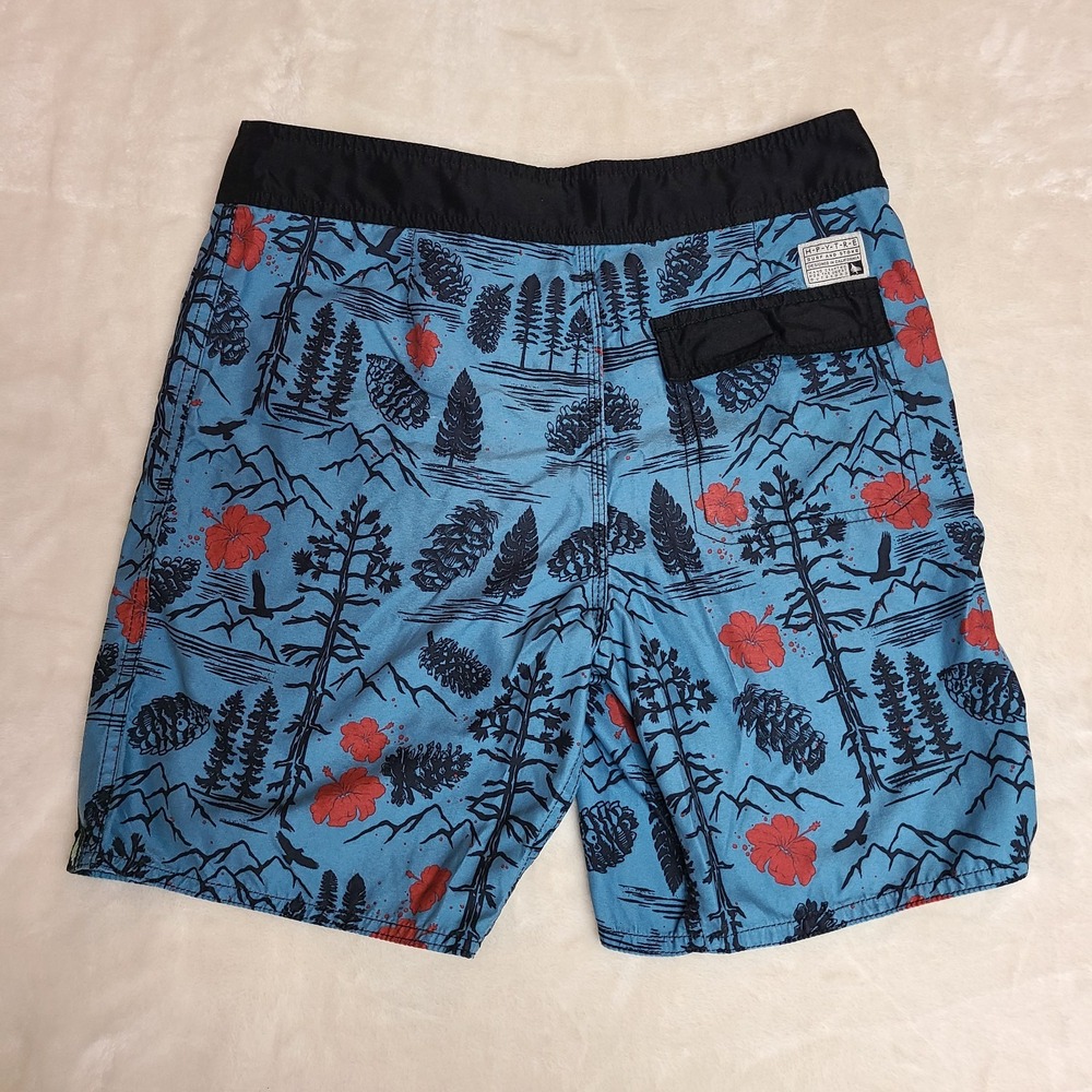 Hippy Tree Men's Shorts Size 30 Beach Drawstring Pocket Stretch Nature Print - Picture 5 of 14
